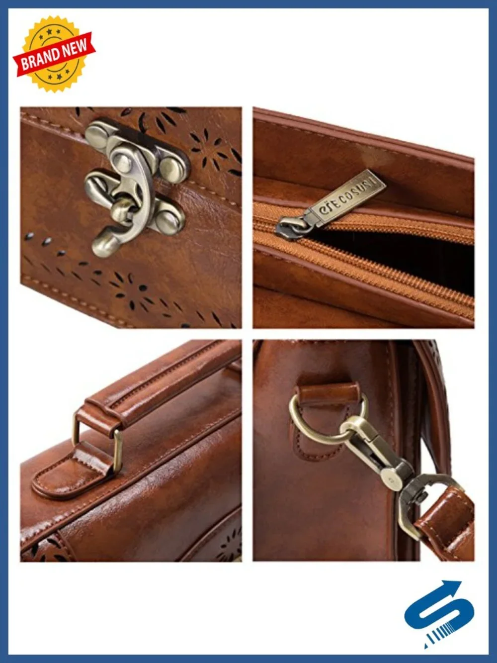 Women PU Leather Satchel Crossbody Messenger Bag Work Bag